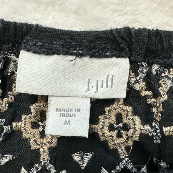 J. Jill 100% Cotton Black and Cream Embellished Sundress with Pockets - Picture 6 of 14